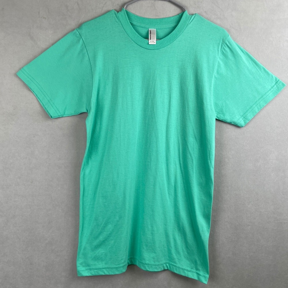 American Apparel Mint Green Cotton Crew Neck Short Sleeve T-Shirt S Retro Indie