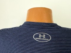 Under Armour Shirt Men XL Loose Cold Gear Blue Black Striped Polyester Elastane