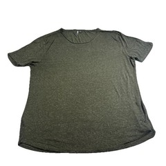 Asos Design Line T Shirt Men 2XL Olive Green Heather Slub Knit Raw Hem Crew Neck
