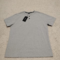 Public Rec Go-To Short Sleeve Shirt Mens Medium Gray Performance Henley Pima