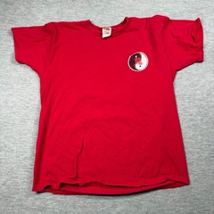 Fruit Of The Loom T-Shirt Men L Red Yin Yang Dragon 2000 Fortune Designs Graphic