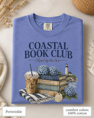 Coastal Book Club Shirt, Comfort Colors Beach Reading Tee, Book Lover Gift