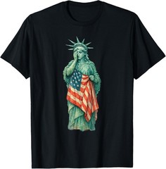 Statue of Liberty Crying Sad USA Flag Patriotic No Kings T-Shirt