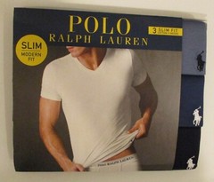3 POLO RALPH LAUREN S M L XL SLIM FIT COTTON BLACK WHITE BLUE V NECK T SHIRTS