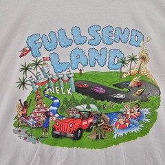 FULL SEND LAND Nelk Boys White Graphic T-Shirt Men’s Size 2XL Crew Neck Tee