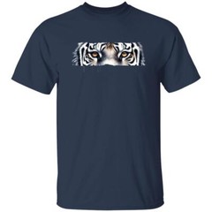 White Tiger Eyes Unisex T-shirt Black Navy Dark Heather