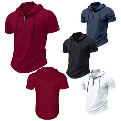 Men Tops Top T-shirt Lightweight Pullover Workout Drawstring Shirt Hooded