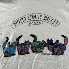 Vintage Crazy Shirts Feline Fitness Center Shirt Mens Large Cartoon Cats Hawaii