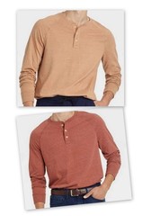 Goodfellow & Co. Mens TAN or RUST Long-sleeve JERSEY Henley Shirt Standard