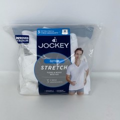 Jockey Cotton Stretch V-Neck Undershirts 3-Pack White M