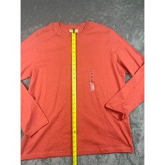 Dockers Mens Long Sleeve Crew Neck T Shirt Coral Organic Cotton XL New