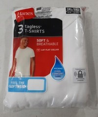 Hanes Big Men’s 3 Pack Crew T-Shirts White Size 3XL NEW Tagless