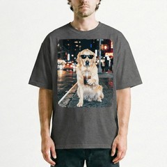 Golden Retriever Shades Cold Brew Neon Street Unisex T-Shirt Funny Dog Lover Tee