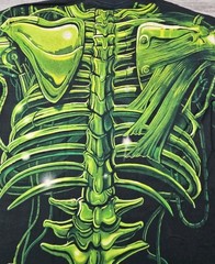 VTG Liquid Blue Terminator T Shirt Large Mens 1998 All Over Skull Print Glows