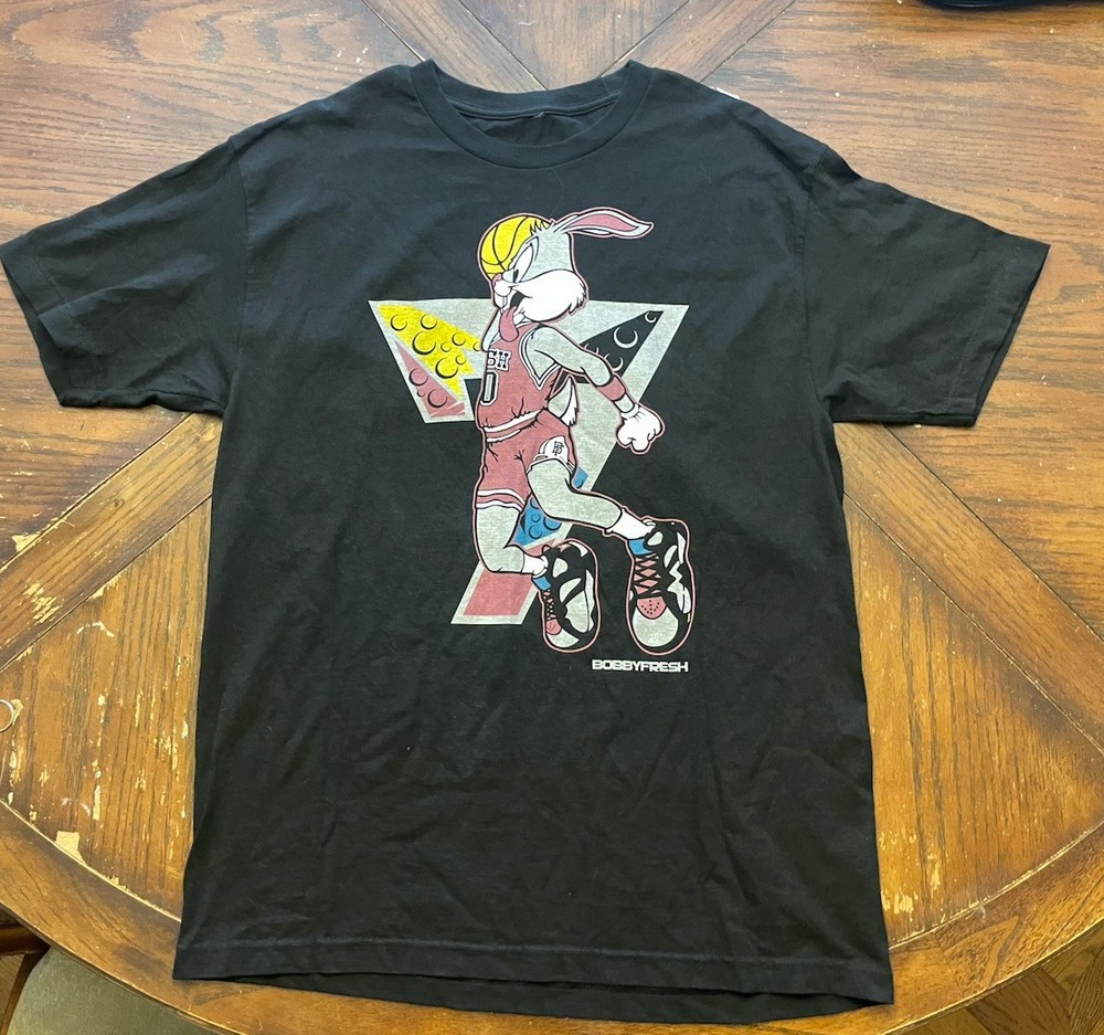 Bobby Bugs Bunny Jordan Men’s L Black TShirt NBA Hip Hop