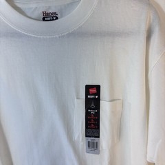 Hanes Adult Beefy-T. T-Shirt with Pocket. Size Large -White Relaxed Fit