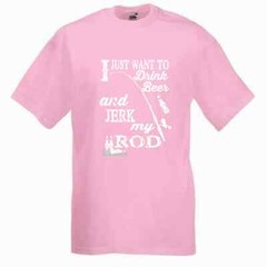Fishing Drink Beer And Jerk Rod Humour Novelty T Shirt Various Colours And Sizes