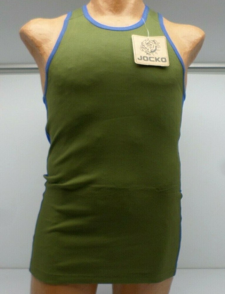 Jocko Mens Jake Side Stripe Racerback Tank Top Army/Royal Sz Md-4X #8122 189A