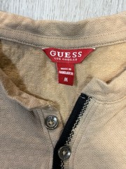 Guess Button Tee Shirt Mens Size M Beige Short Sleeve Casual Classic