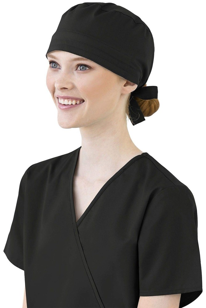 WonderWink Mens Tie Back Scrub Cap, Black