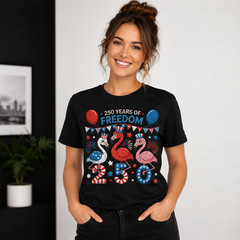 Flamingos Patriotic 250 Years of Freedom Spirit Men Women T-Shirt