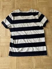 Nautica Men’s XL Gray Navy Striped Short Sleeve Crew Neck Pocket T-Shirt