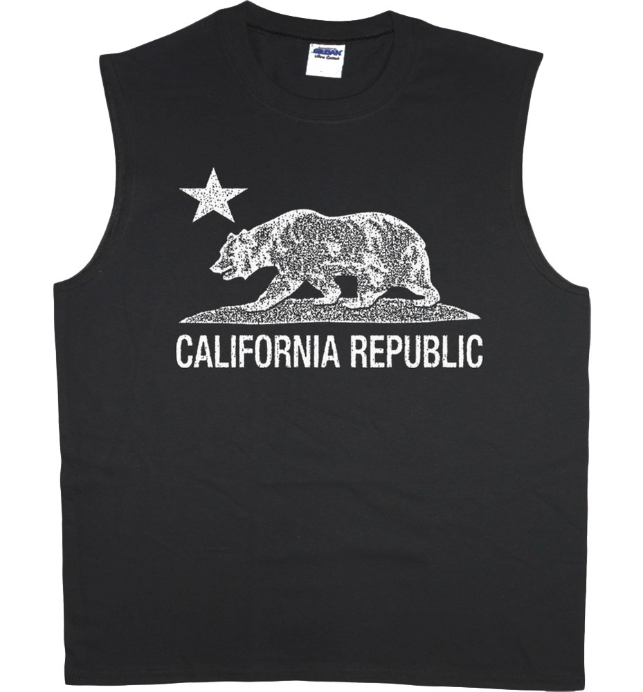 Men’s sleeveless shirt California bear flag decal muscle shirt mens tank top tee