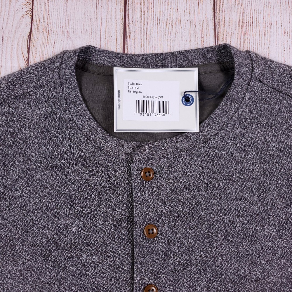 UNTUCKit Shirt Men Small Gray Henley Casual Comfort Cozy Warm 4 Button Urey NEW