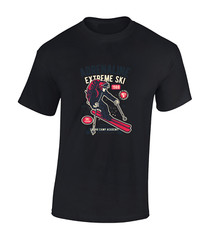 ADRENALINE EXTREME SKI MENS T SHIRT SKIING DESIGN COOL HOLIDAY CLOTHING GIFT TOP