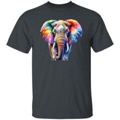 Artistic Elephant Color Splash Unisex T-shirt Black Navy Dark Heather