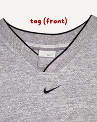 Vintage Y2K Nike Center Swoosh Crossover V-Neck T-Shirt – Heather Grey XL