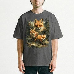 Red Fox Family Watercolor Splash Forest T-Shirt Wildlife Nature Lover Animal Tee