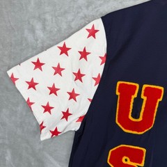 Hudson Outerwear Mens USA Graphic T-Shirt Navy Blue Red Star Sleeve XL