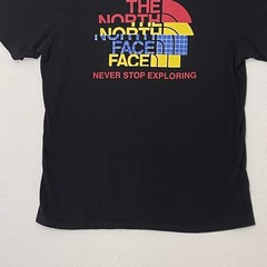 The North Face T-Shirt Mens Large Black Multicolor BIG Spell Out Logo Crew Neck