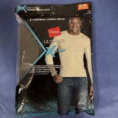 Hanes Ultimate X-Temp Thermal Crew Neck Long Sleeve Tagless Size M , Black