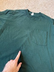 Vintage Dark Green Selvedge Pocket Blank T Shirt Single Stitch XXL FITS SMALLER