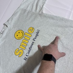 Best Tag VTG Graphic TEE, 50/50, USA, Smiley, Gray, Male/Female, Large