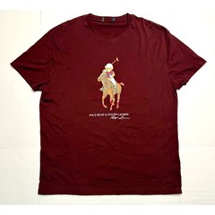 Ralph Lauren Polo Bear Horseback Vintage Single Stitch Burgandy T Shirt Mens XL