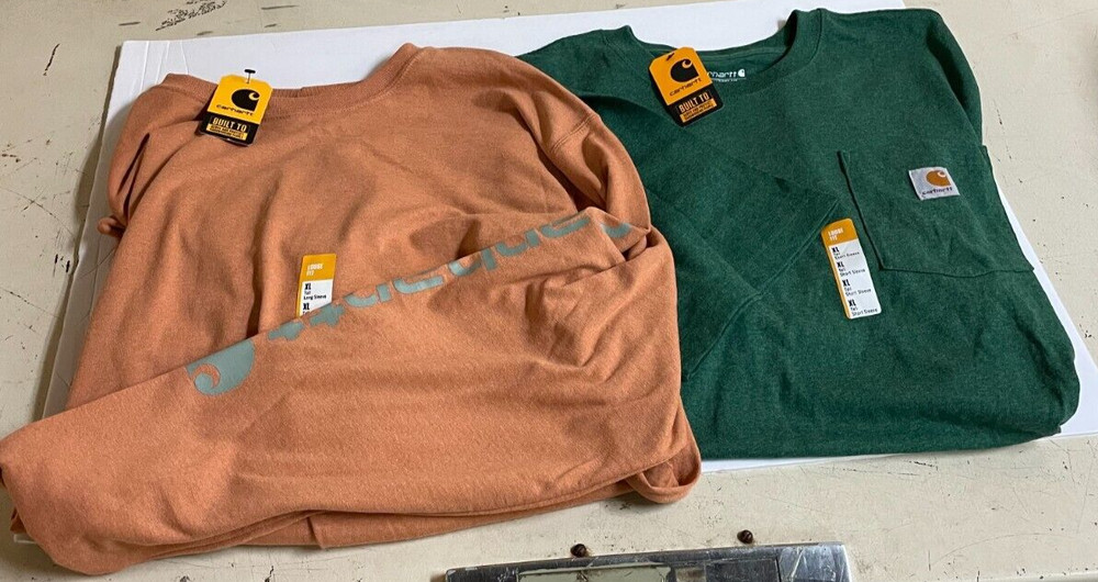 2 Pk Carhartt Men’s K87-M & TK0231-M Logo Shirt Size XLT NWT