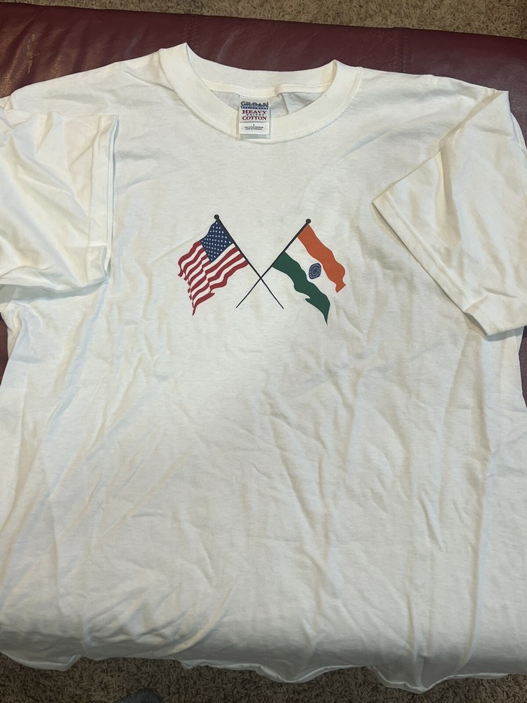 Vintage USA & India Flags T Shirt Never Worn Or Washed Ex+++