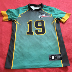 Augusta Sportswear kids Green/Black/Yellow Colorblock Mesh Tee #19 S