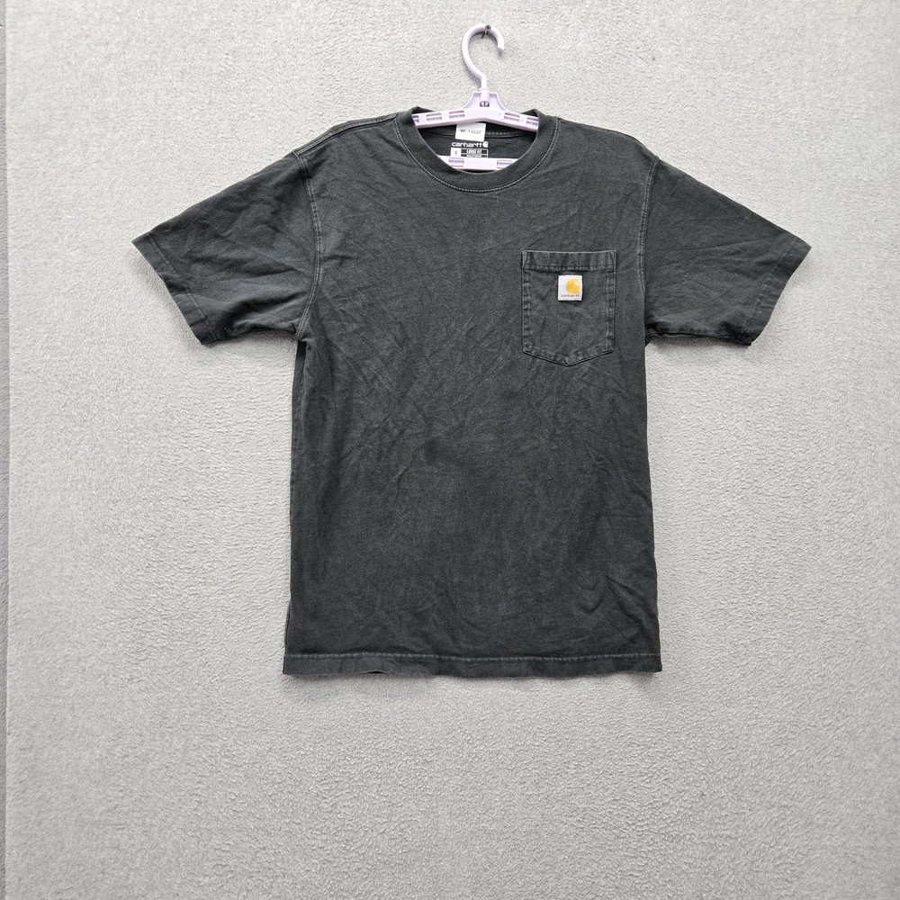 Carhartt Men Shirt SMALL Black K87 Loose Fit Pocket T-Shirt Logo Pockets