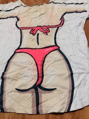 Vintage 80s Body Dreams Beach Cover Up Shirt Flag Bikini Novelty Tee size L