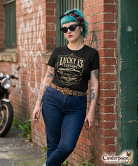 Lucky 13 Customs Shirt Lowrider Kustom Kulture Car Guy Gearhead Gift Tee XS-5XL
