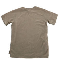 Publish Brand Shirt Mens M Woven Scoop Neck Beige Tan Short Sleeve Snaps Solid