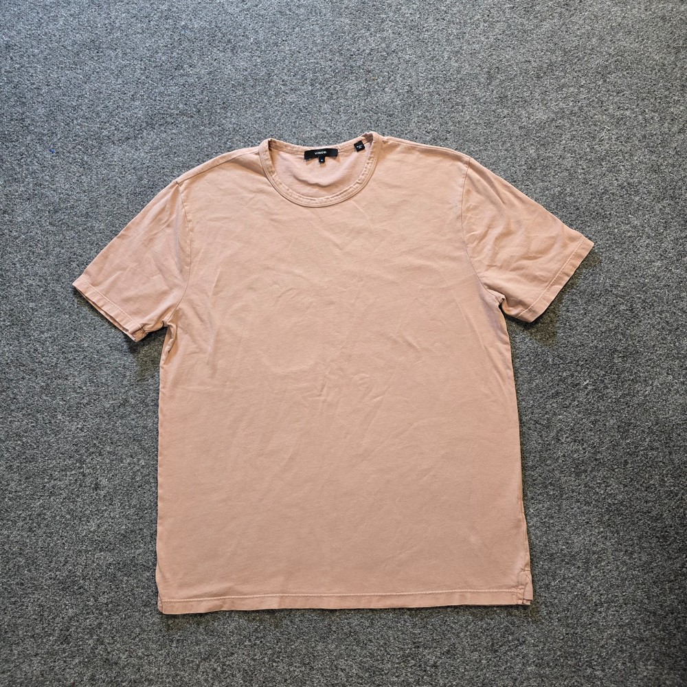 Vince Shirt Men Size Medium Tan Pink Short Sleeve Crew Neck Heavy Capsule Casual