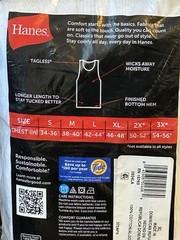 MENS HANES 6 PK TAGLESS WHITE TANKS SOFT BREATHABLE LONG LENGTH SIZE XL 46″-48″