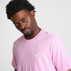 NEW NIKE SPORTSWEAR CLUB T-SHIRT – Pink with White embroidered NIKE Swoosh logo