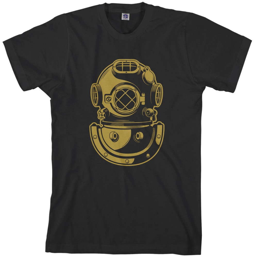Threadrock Men’s Deep Sea Diver Helmet T-Shirt Navy Gift