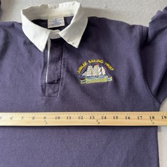 Front Row Heavyweight Rugby Shirt Mens Medium Navy Long Sleeve Sailing Crest